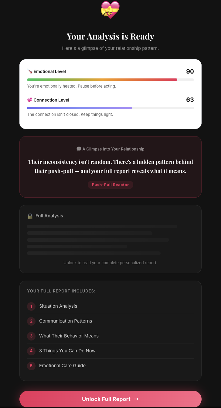 결제 직전 미리보기 화면 — 분석 결과 요약과 Unlock 버튼
